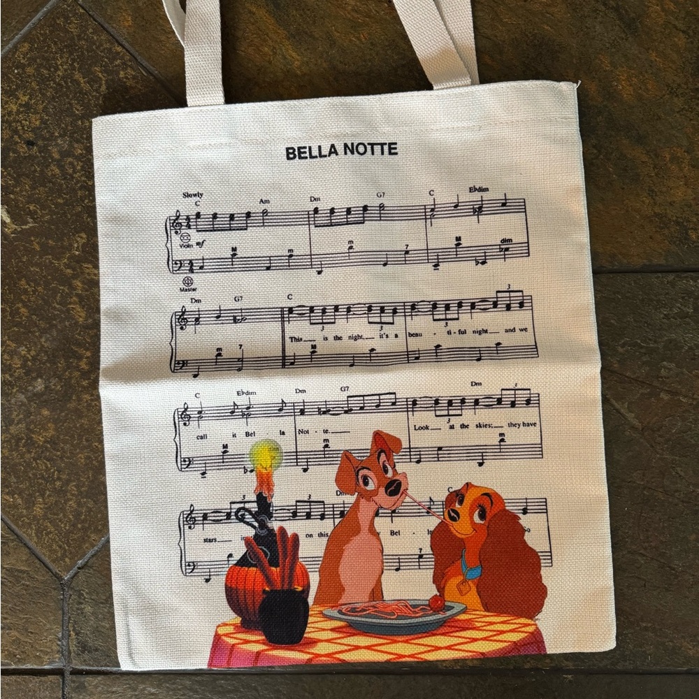 Bella Notte Tote Bag with Lady and the Tramp Design